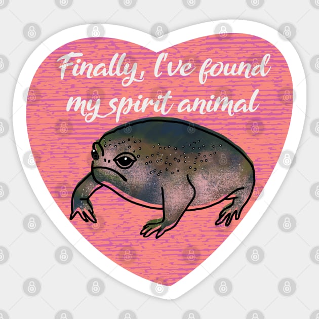 Black Desert Rain Frog Finally, I have found my spirit animal Love Heart Sticker by okpinsArtDesign